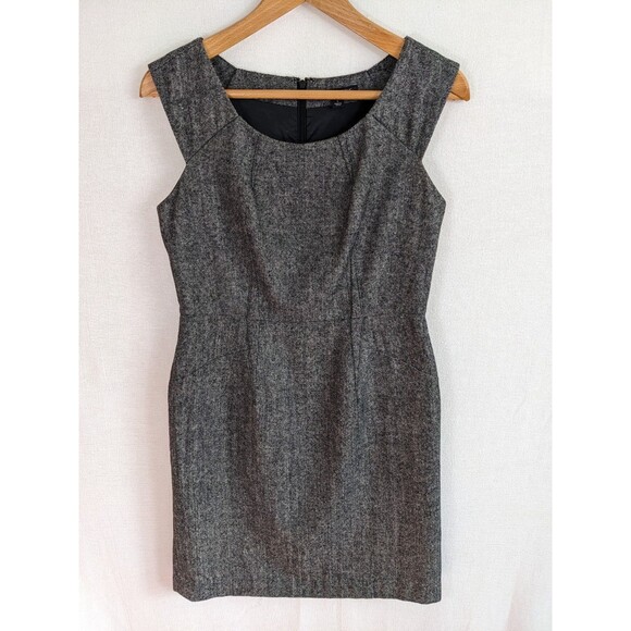 Banana Republic Sheath Tweed Dress Women 4 Gray Wool Blend Classic Office - Picture 1 of 10